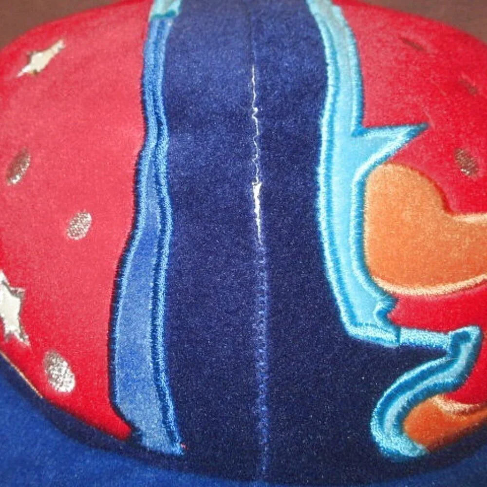 Vtg Celestial Flying Saucer Throw Pillow Plush Accent Stars Saturn Space 16